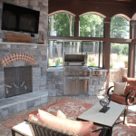 Interior Screen Porch, Fire Place and Grill in Mooresville, NC