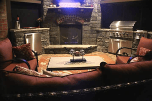 Interior and Fireplace of Screen Porch Created by JAG Construction in Mooresville, NC