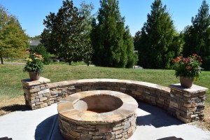 Charlotte, NC Patio with Stone Fire Pit