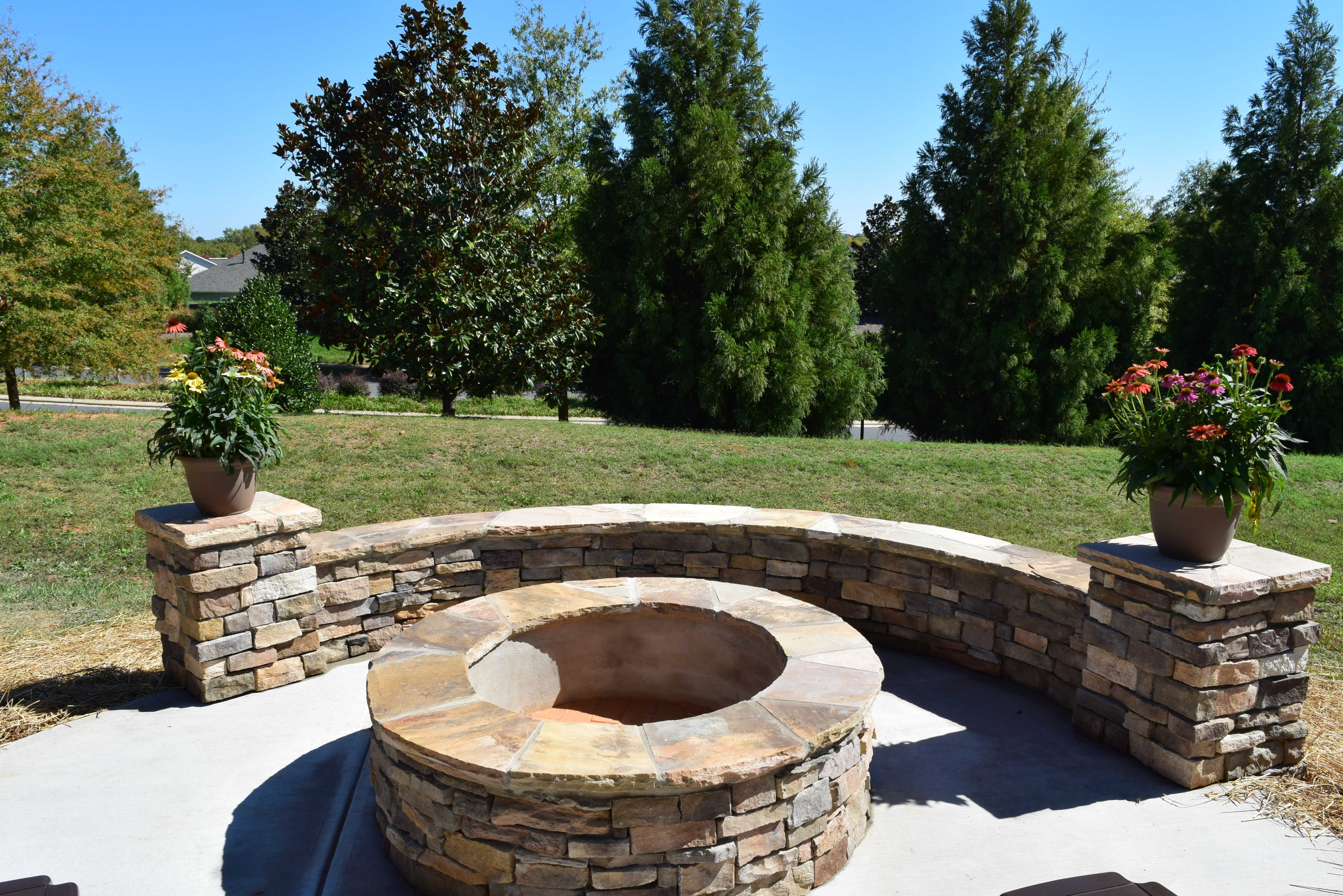Charlotte Screen Porch & Patio with Stone Fire Pit