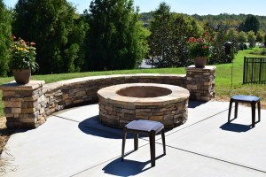 Charlotte, NC Patio with Stone Fire Pit