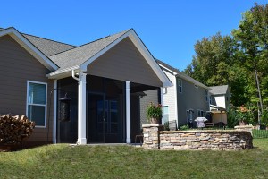 Charlotte, NC Screened in Porch with Patio with Stone Fire Pit