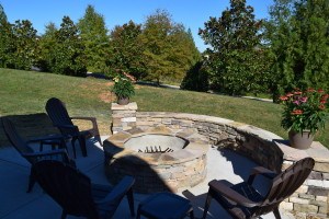 Charlotte, NC Patio with Stone Fire Pit