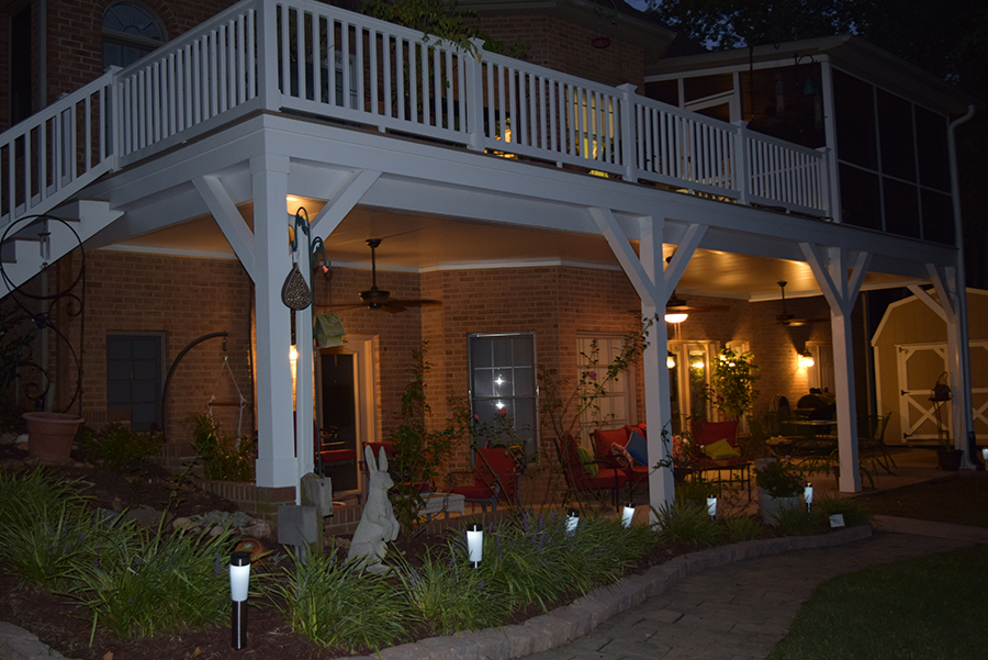 New Deck & New Porch Contractor shines at night