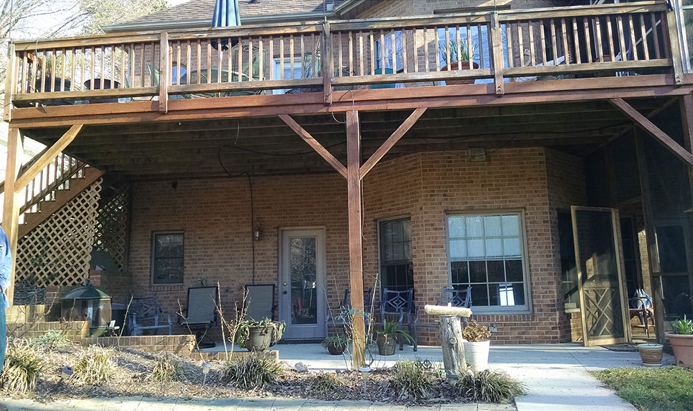 Old Porch and Deck before Construction Contractor in Mooresville Lake Norman area