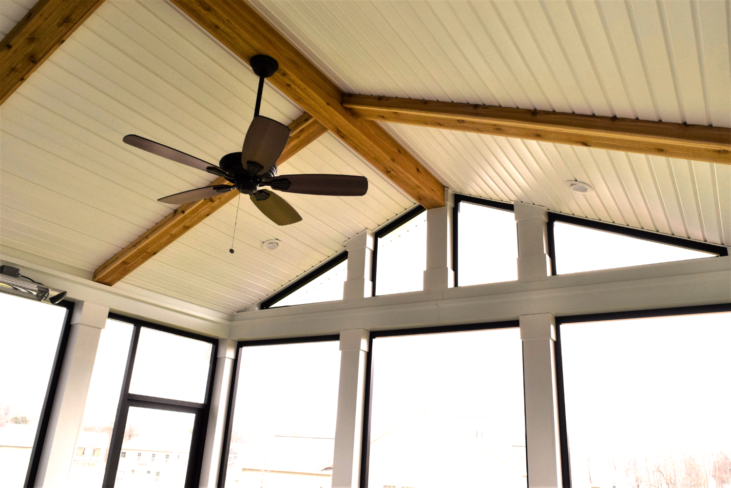 Mooresville Screen Porch with Tile Floor & Cedar Beam ...