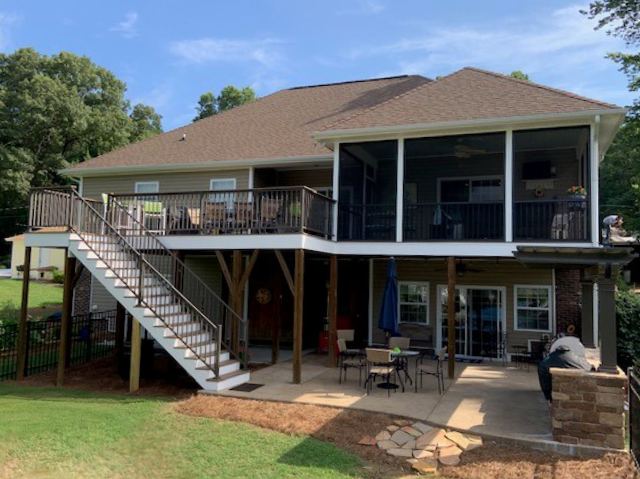 Screen Porch, Pergola, Grilling Station and Stamped Concrete Patio in Terrell, NC