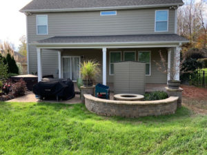 Charlotte Area Covered Porch with Added Firepit